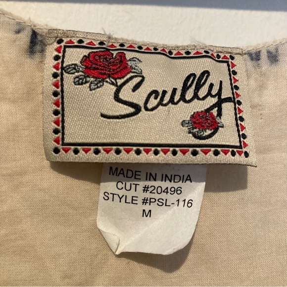 Scully Women’s 100% Cotton Mini Dress White Blue Boho Size M Lace Embroidered - Picture 4 of 8